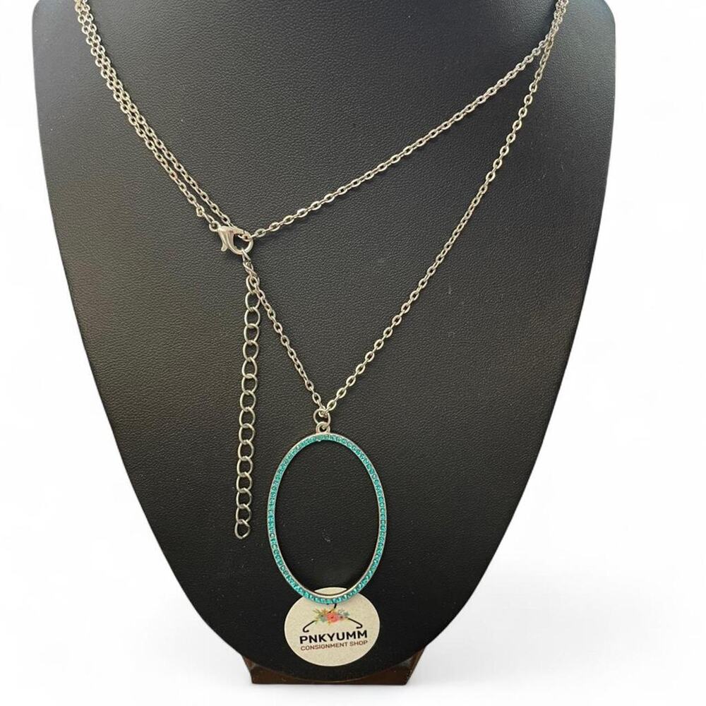Silver and blue layered necklace